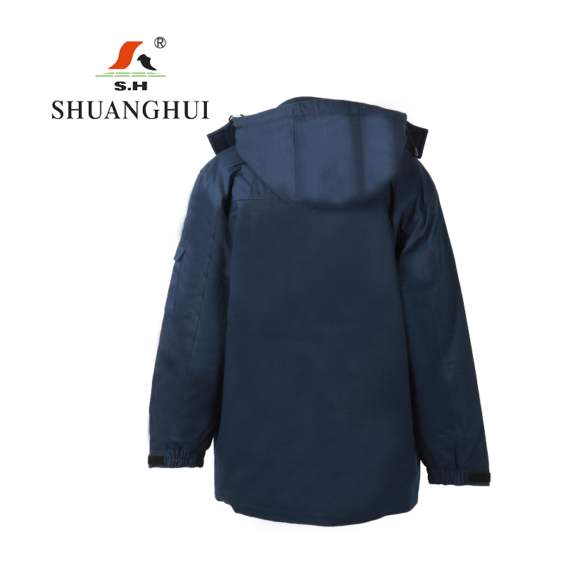 双惠男女款冬季标志工作服上衣SHW-35,填充3M高效暖棉,黑色带毛领活壳155-195高清大图