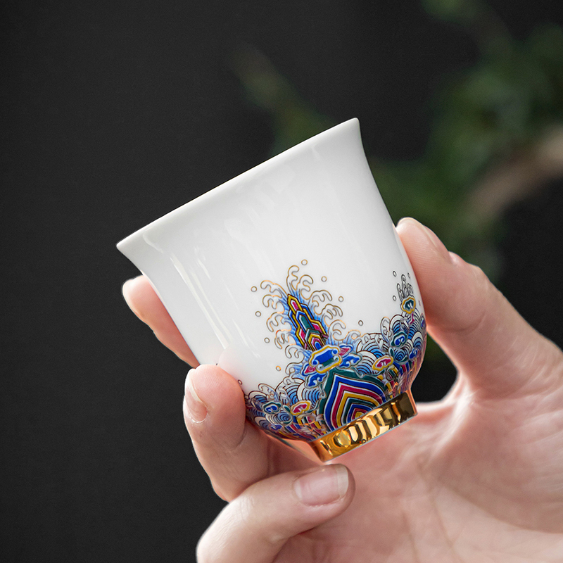 領藝 皇家御品珐琅彩陶瓷茶杯主人杯单杯大品茗杯白瓷茶盏功夫茶具