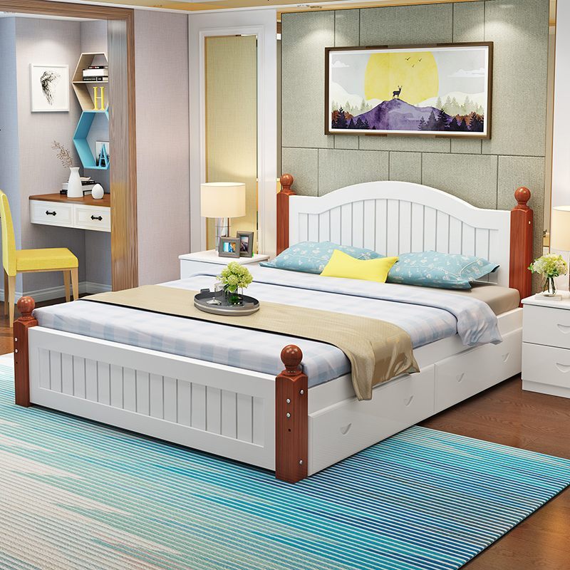 5米成人床单人白色主卧室简单床松木1.8m