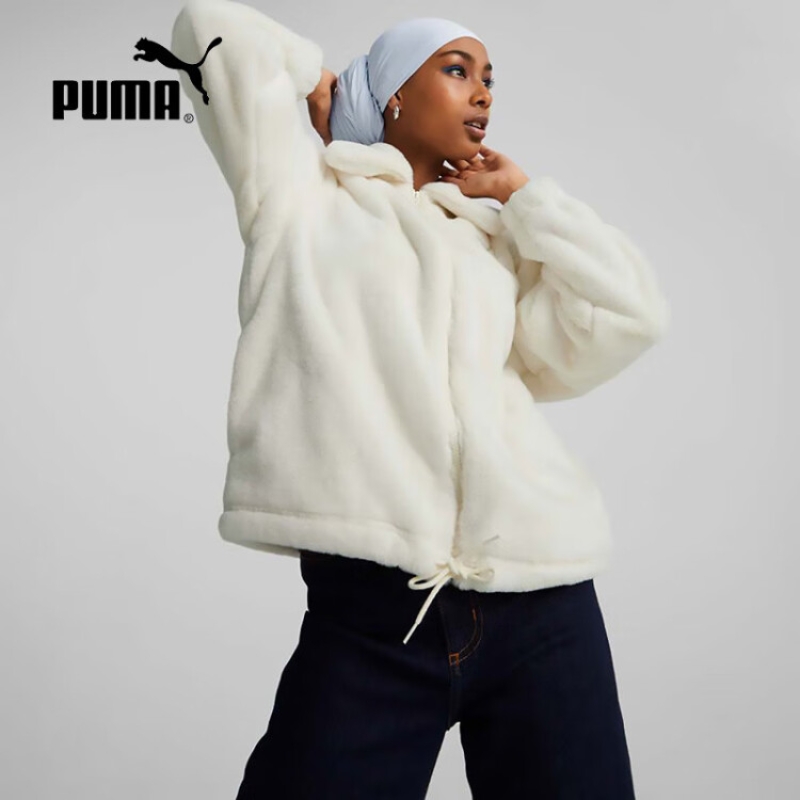 彪马(PUMA) 女上衣毛绒保暖外套2022秋季新款短款仿皮草外套 537585-65