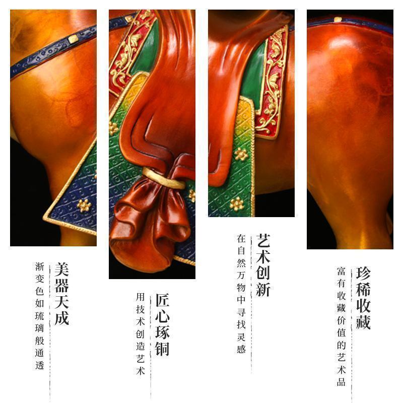 美帮汇[大唐马]战马彩铜马摆件马到成功客厅办公室工艺品高清大图