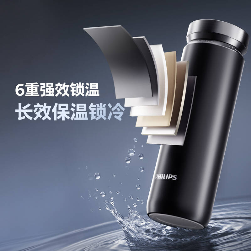 飞利浦(PHILIPS)温显保温杯 460ml 黑色 AWP3310BK/93(单位:个)高清大图