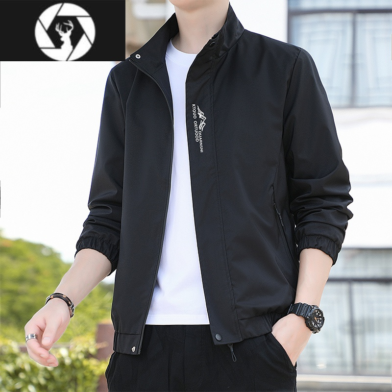 hongzun春秋季薄款立领外套男休闲夹克韩版潮流短款风衣男士长袖开衫