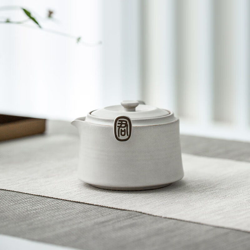 万仟堂(Edenus)旅行茶具 陶瓷功夫茶具套装快客杯便携布包君子之交怀古豆浆釉