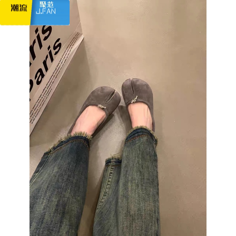 聚范平底鞋子女2024年新款法式晚风分趾鞋蹄浅口单鞋猪蹄瓢鞋高清大图