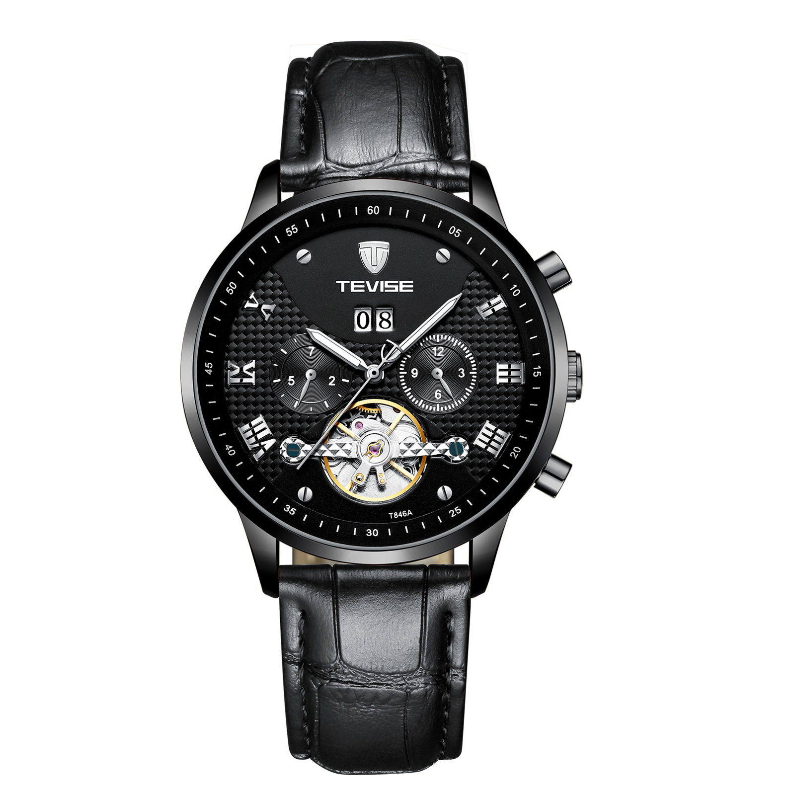 瑞士tevise特威斯品牌男士手表全自动多功能男表防水机械表简约时尚
