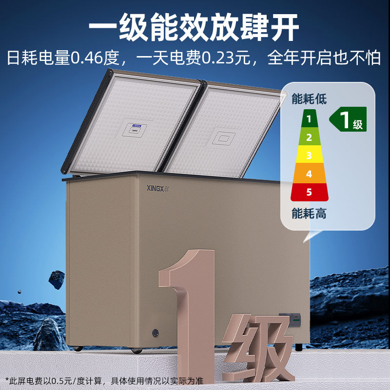 星星(XINGX) 232升家用冰柜 冷柜 商用 冷藏冷冻转换 双温冰柜 顶开门 微霜系列 强冷冻力 BCD-232R