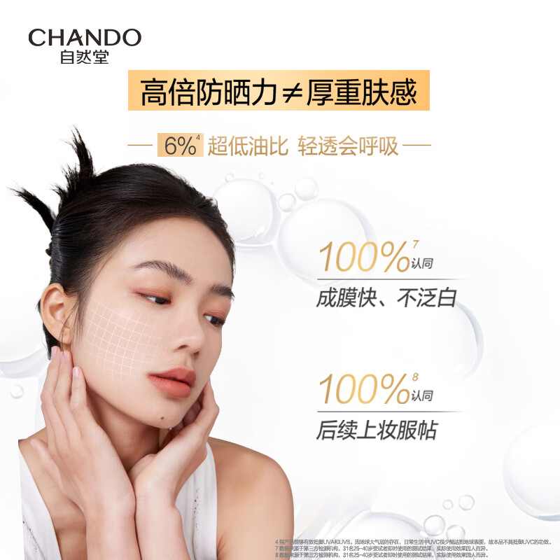 自然堂(CHANDO) 轻纱多维光护隔离防晒乳 50g*1高清大图