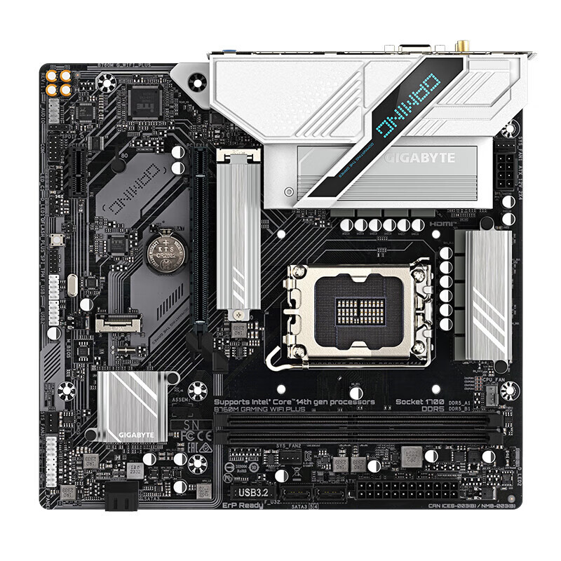 技嘉B760M GAMING WIFI PLUS D5 白魔鹰+i7 14700KF盒装CPU主板套装