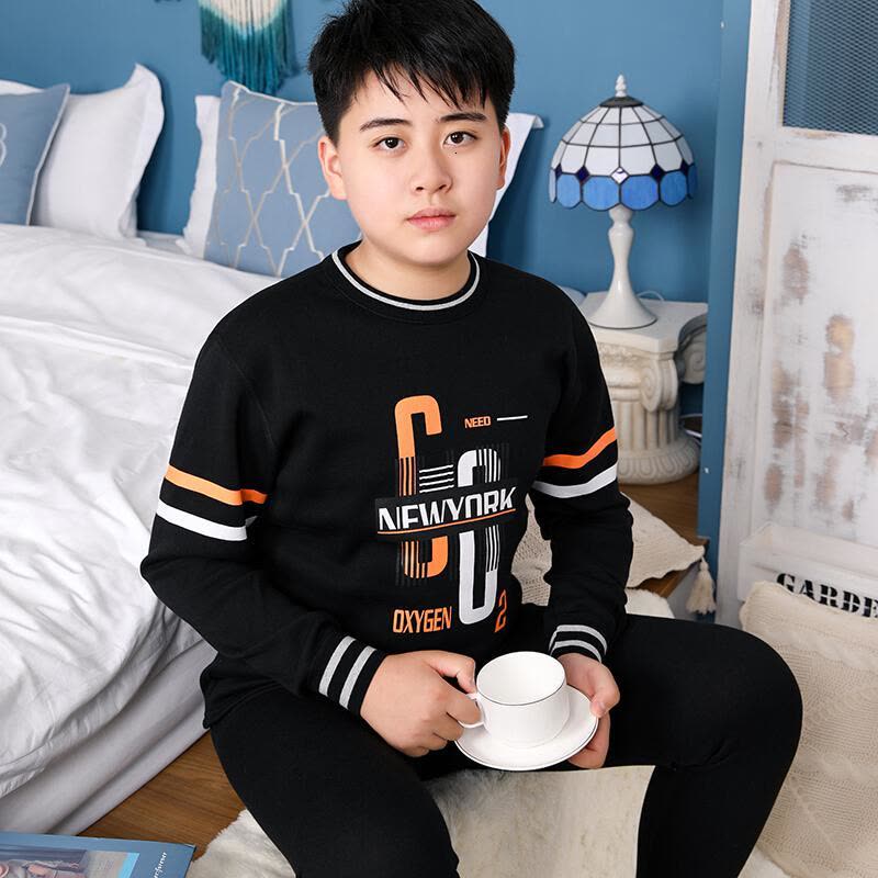 波迷娜（BOMINA)青少年加肥加大码肥胖大童男孩保暖内衣套装初中学生胖童加绒加厚图片