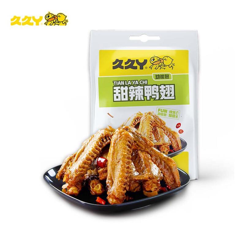 久久丫甜辣鸭翅102g/袋肉干肉脯鸭货卤味熟食休闲鸭肉零食独立真空包装甜辣鸭翅102g*2