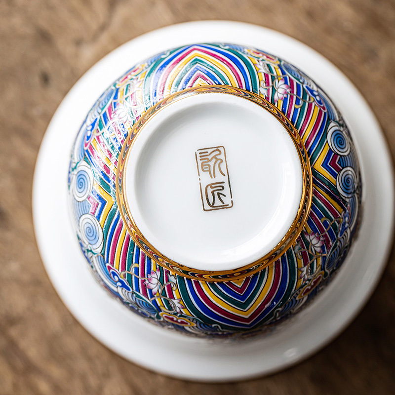 領藝 皇家御品三才盖碗茶杯大号壶承茶托泡茶功夫茶碗