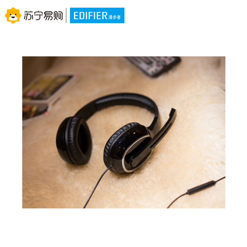 漫步者Edifier K815手机台式电脑头戴式吃鸡游戏3.5mm插孔有线耳机耳麦带话筒 黑色