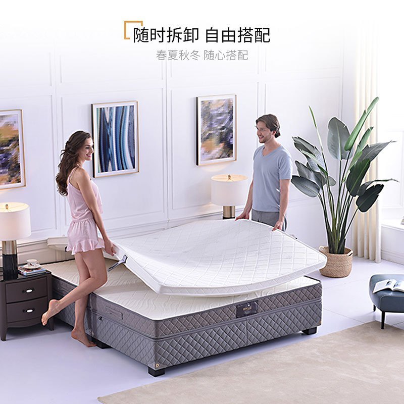 慕思乳胶床垫 一垫多用三重睡感可拆卸云垫弹簧床垫自由派高清大图