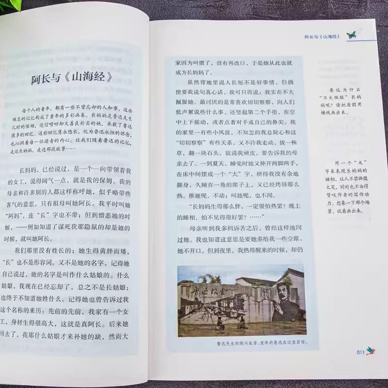 [人教版 必读5册]七上朝花夕拾西游记+七下海底两万里骆驼祥子 [正版]朝花夕拾 鲁迅原著书籍人教版无删减赠考点 世界名