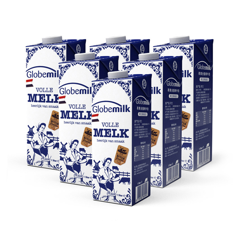 荷高Globemilk 全脂纯牛奶1L*6盒整箱 荷兰原装进口