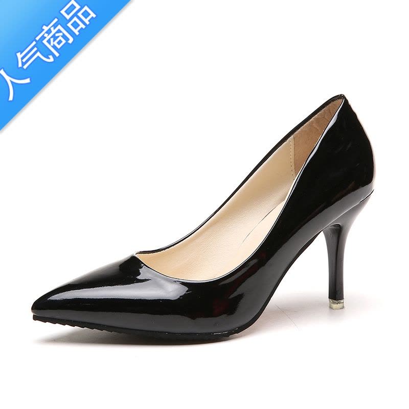 SUNTEK2023春秋新款高跟鞋女细跟韩版百搭尖头裸色小清新少女春季单鞋冬图片