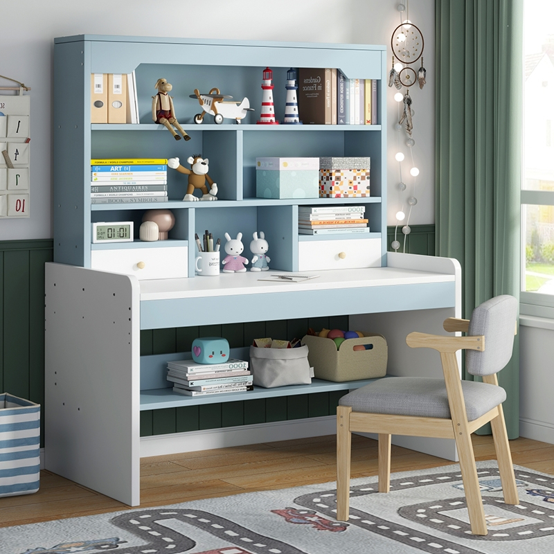 学习桌儿童书桌书架书柜一体桌古达家用小学生写字桌椅女孩卧室电脑桌