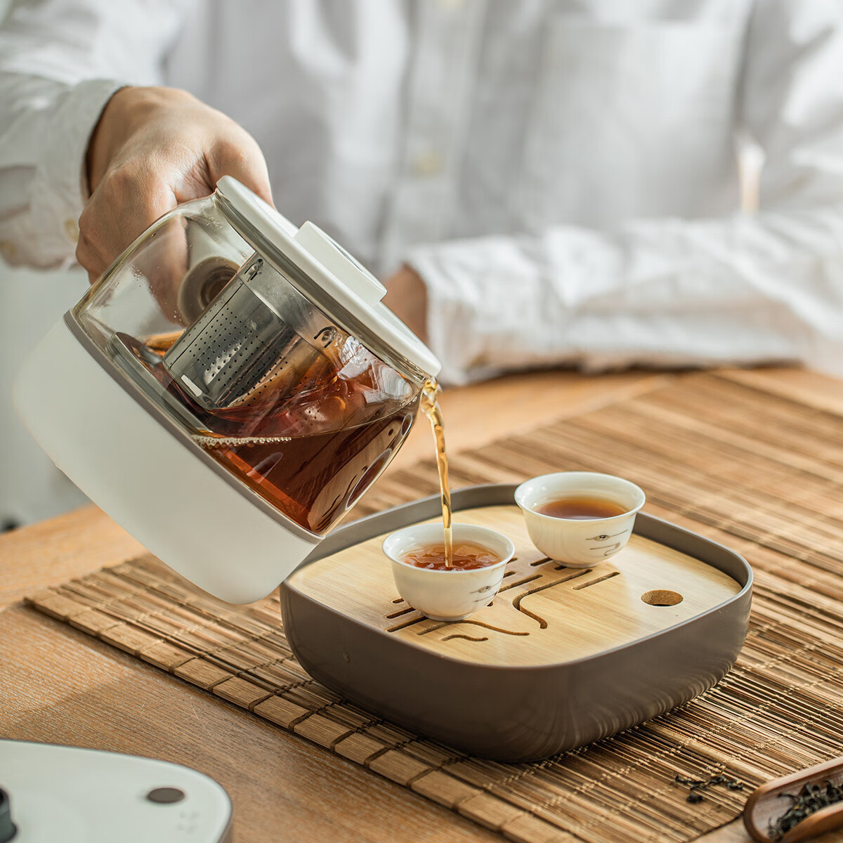 小熊(Bear)煮茶器ZCQ-A05S1 配茶具养生壶煮茶壶0.5L便携式烧水壶旅行家 咖色高清大图