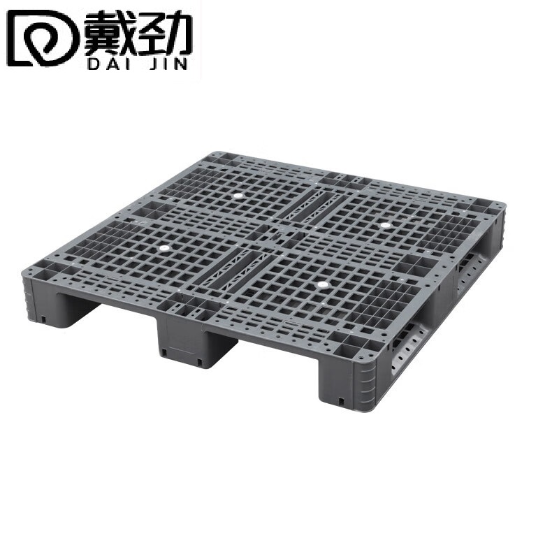 戴劲塑料托盘叉车货架仓板防潮板网格川字托盘110*110*15cm灰色加厚