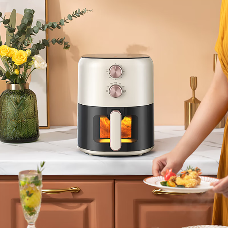 美的(Midea)空气炸锅 家用4.5L大容量 可视化窗 精准控温 不沾易清洗双旋钮 MF-KZE459X9BD高清大图