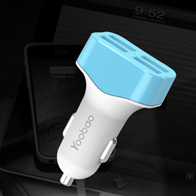 羽博Yoobao 车载充电器4.8A双USB点烟器一拖四 YB-206