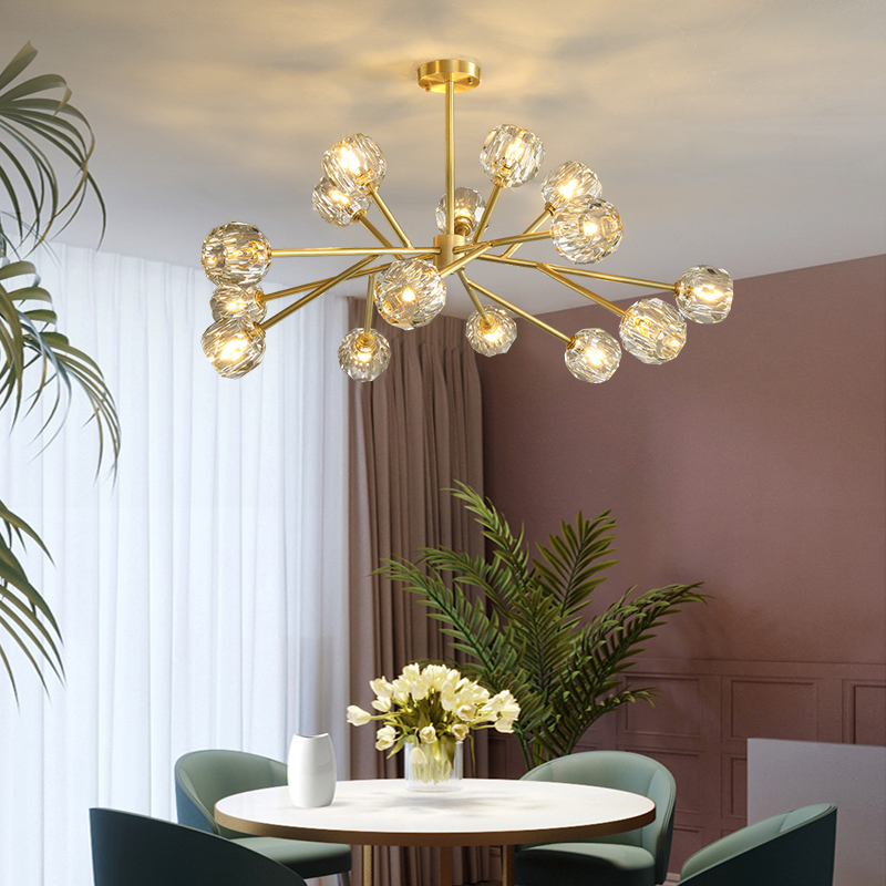 后现代吊灯轻奢水晶灯简约大气客厅灯北欧餐厅灯具闪电客网红分子灯