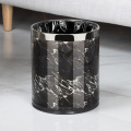定制垃圾桶酒店客厅高档办公室厨房双层垃圾筒商用 10L银圈-黑色大理石纹