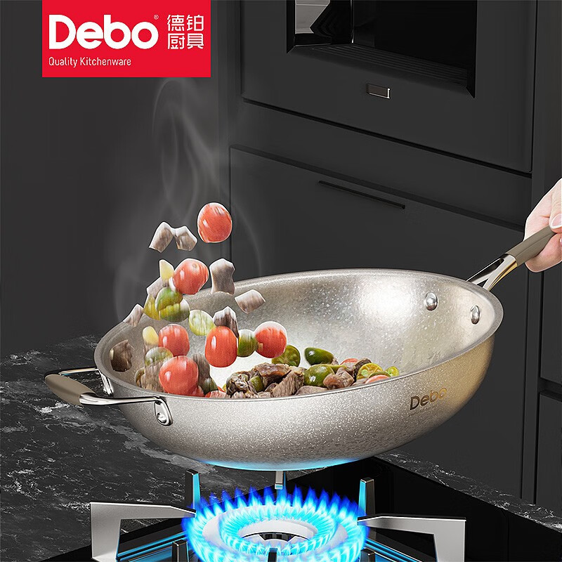 德铂(Debo) DEP-881 德罗拉不粘锅铁锅平底锅纯钛4.5L通用炉炒锅30cm高清大图