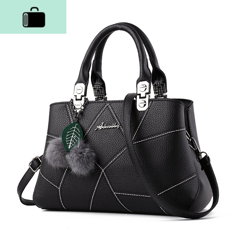 2020夏新款中年妈妈女包妇女士手提斜跨大包中老年人单肩手拎皮包NEWLAKE 黑色