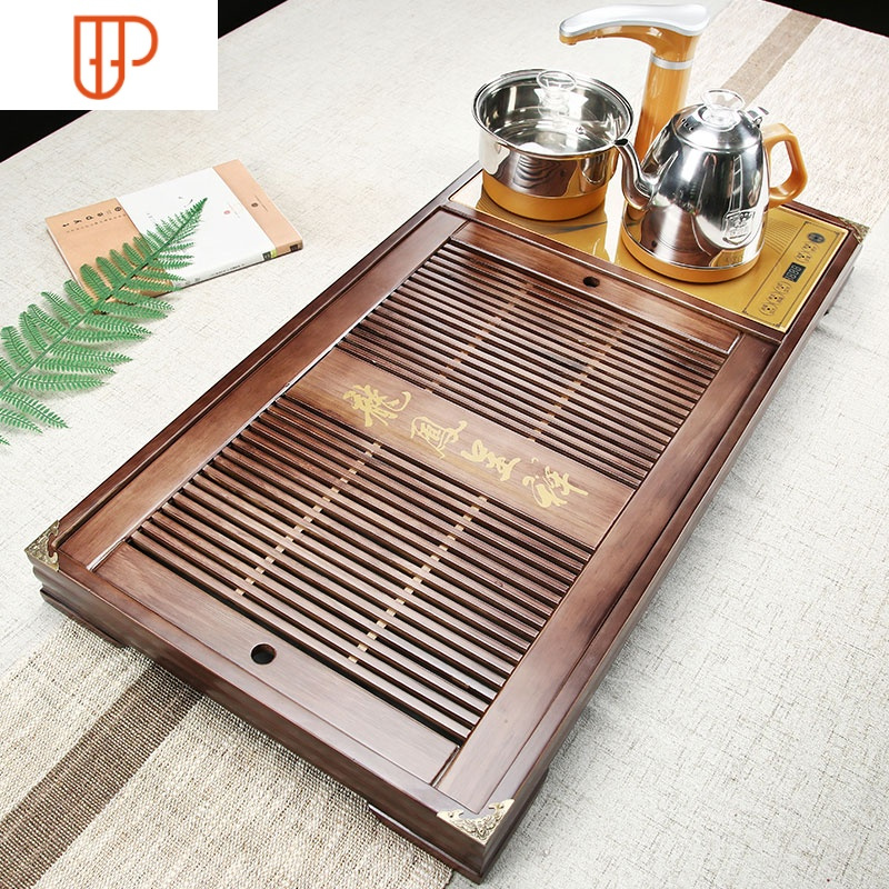 全自动色釉功夫家用简约茶道茶台实木旅行茶具客厅 国泰家和 木莲旅行茶具+色釉茶具 28件