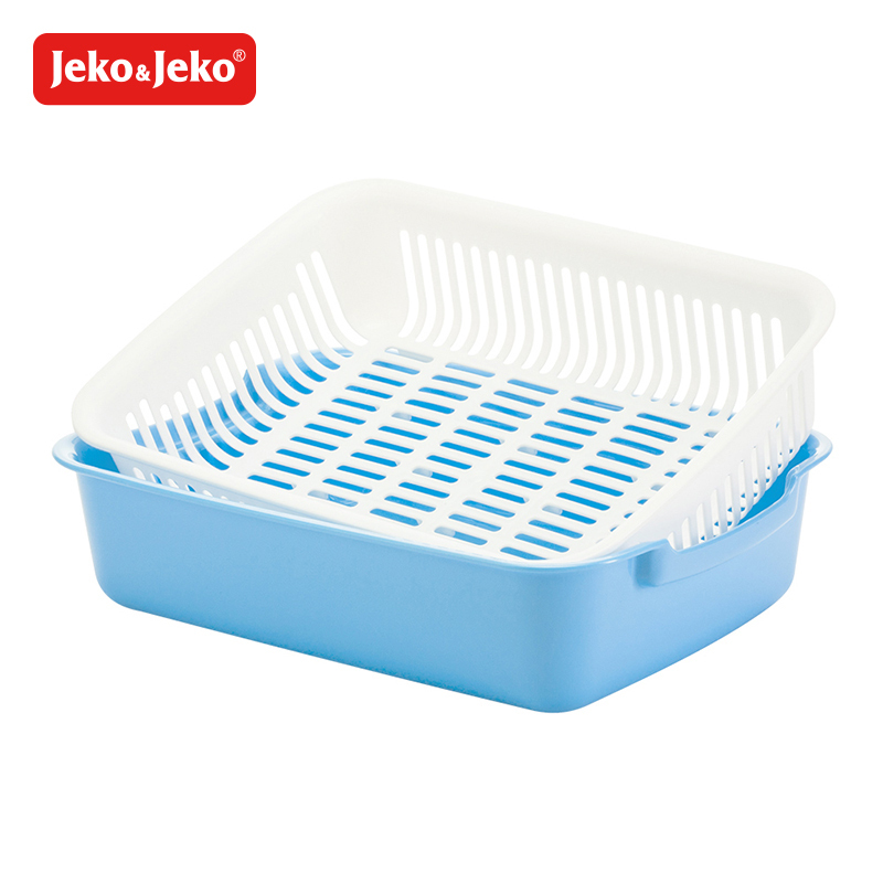 JEKO&JEKO 大号方形双层滤水篮果蔬筛子沥水筛水果篮洗菜盆滤水筛洗菜盆果盘 SWB-6088
