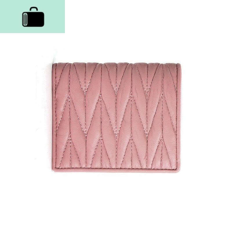 小皮菱格褶皱短款钱包女多卡位超薄软皮折叠迷你小钱包女皮钱夹NEW LAKE图片