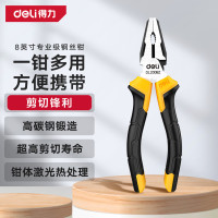 得力（deli）包胶手柄钢丝钳子老虎钳子多功能钳平口钳剪线钳8英寸
