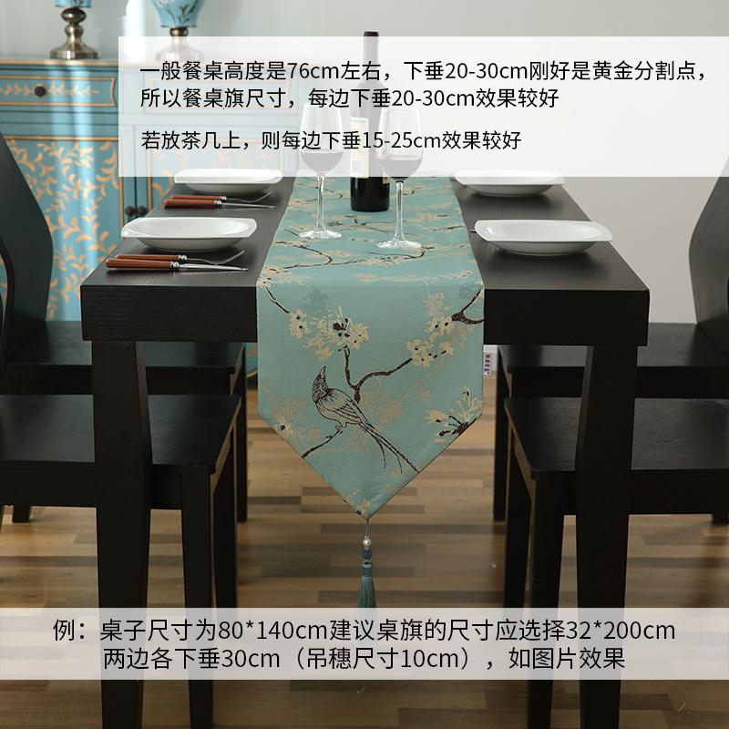 家柏饰(CORATED)欧式桌旗餐垫套装餐桌垫隔热垫西餐盘垫布餐边柜装饰布新中式 鸟语花香-黄 桌旗32*200cm高清大图