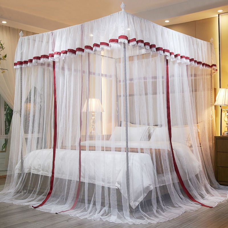 新款双人蚊帐家用公主风12米15米18米床三开门加密宫廷蚊帐