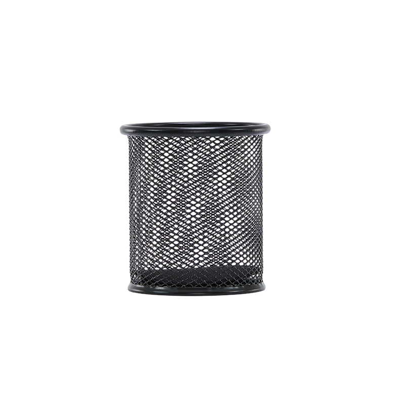 齐心 ZB0030 实用金属网格圆笔筒 黑 单个装高清大图