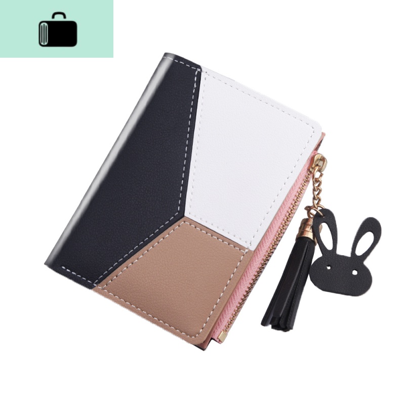 小钱包女短款时尚折叠学生简约带拉链韩版皮夹可爱零钱包女士超薄NEW LAKE 13短款黑色带拉链可放零钱