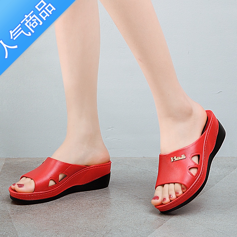 SUNTEK拖鞋女夏外穿夏季韩版休闲厚底高跟舒适防滑增高家居女士凉拖T高清大图