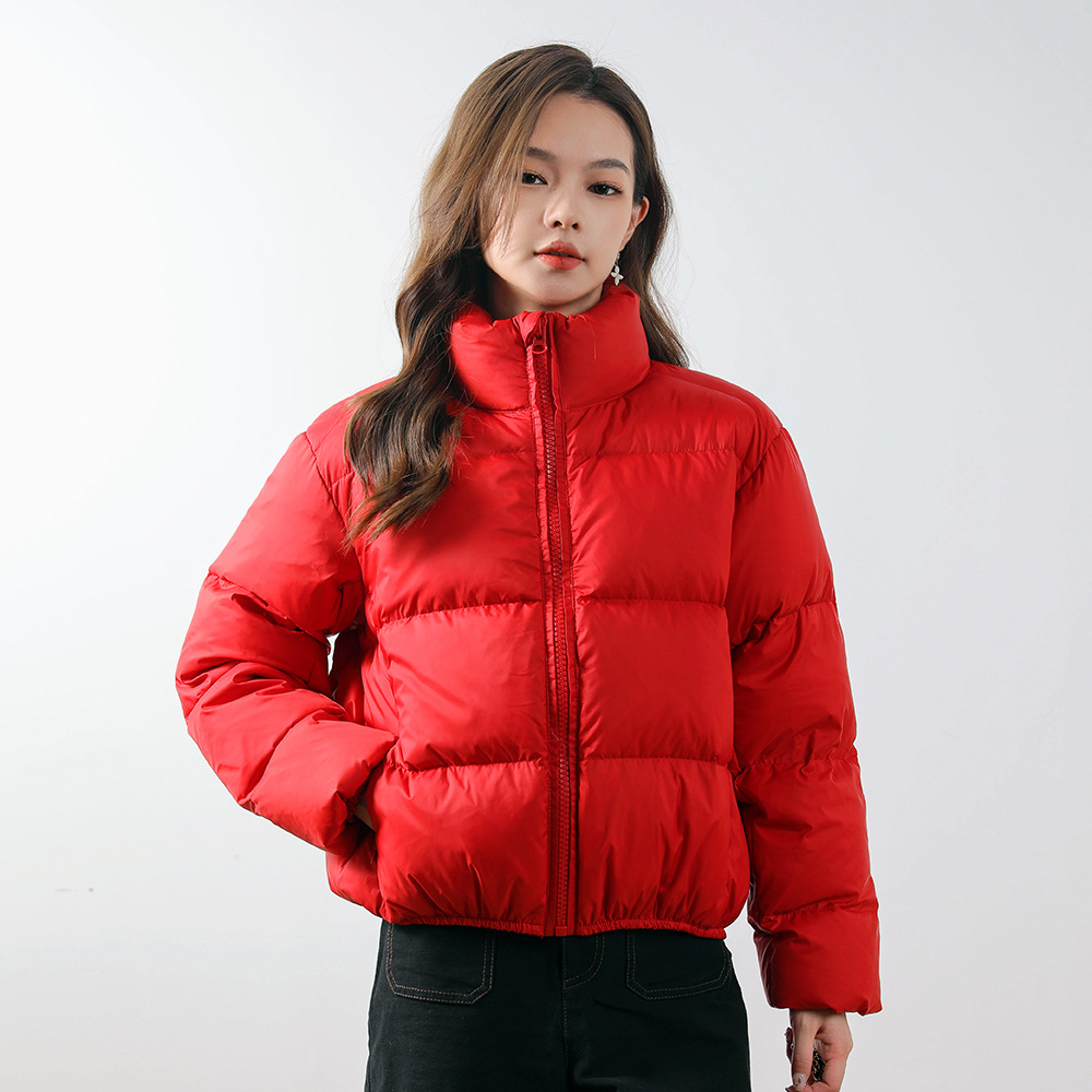 新款冬季小个子纯色面包服加厚羽绒服女保暖白鸭绒外套_66577高清大图