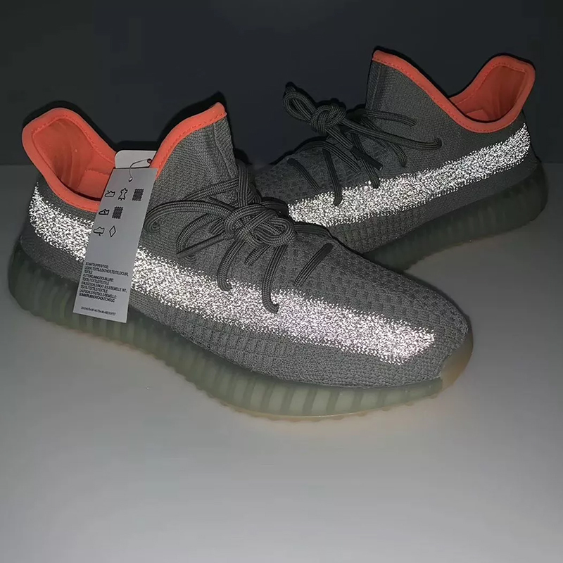 限量潮鞋adidas阿迪达斯yeezy350v2灰橙侧透满天星椰子跑步鞋fx9035