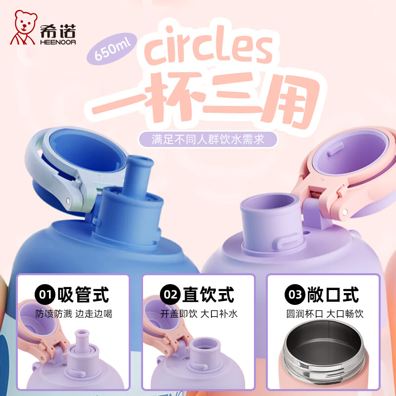 希诺儿童吸光/直饮2用保温壶XN-3120 650ml高清大图