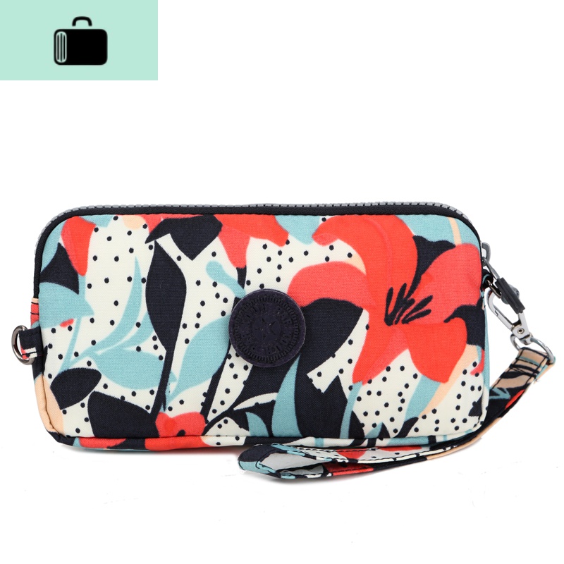 新款女士布艺大容量尼龙长款零钱包卡包手拿包手包钱袋女包包NEW LAKE 红蓝百合