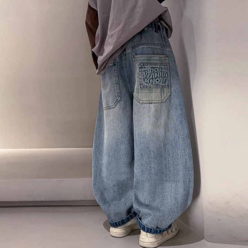 男童牛仔裤春秋款2026新款大儿童装春季痞帅宽松直筒裤子休闲春装