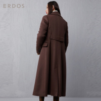 ERDOS 通勤百搭女羊绒大衣简约翻领双排扣长款毛呢外套