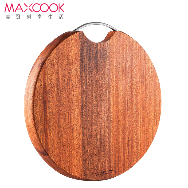 美厨(maxcook)乌檀木砧板菜板 圆形实木菜板大号加厚 天然实心木案板和面板 36*36*3cm MCPJ901高清大图