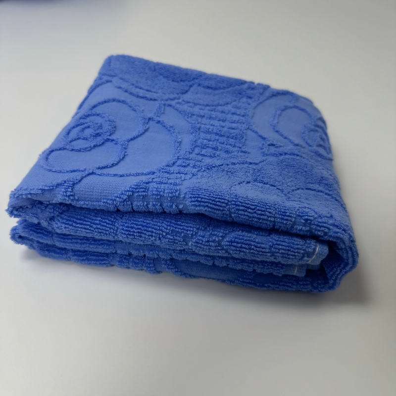 梦丽赛 蓝色提花老式毛圈枕巾 50cm×75cm (个)高清大图