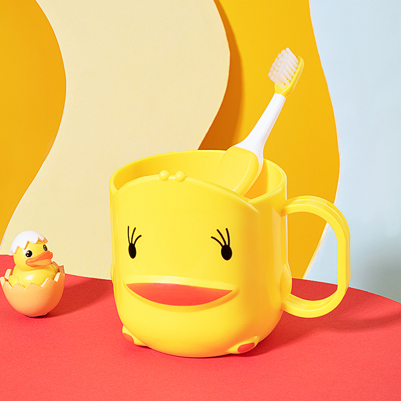 儿童漱口杯家用可爱卡通小黄鸭防摔宝宝幼儿园刷牙洗漱学饮杯水杯