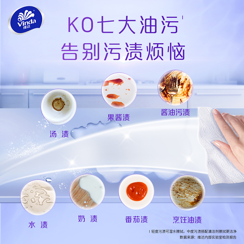 维达可水洗厨房用纸85节干湿两用去污吸油懒人抹布纸巾Z