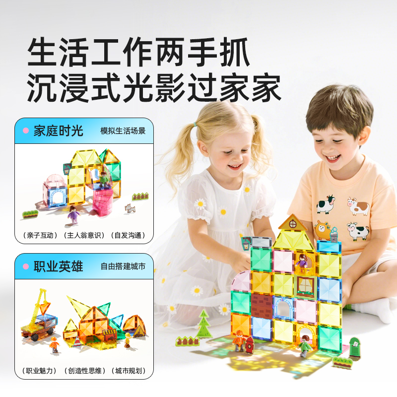 弥鹿儿童磁力片彩窗磁吸积木棒男女孩拼图益智生日节日新年礼物建构拼插高清大图